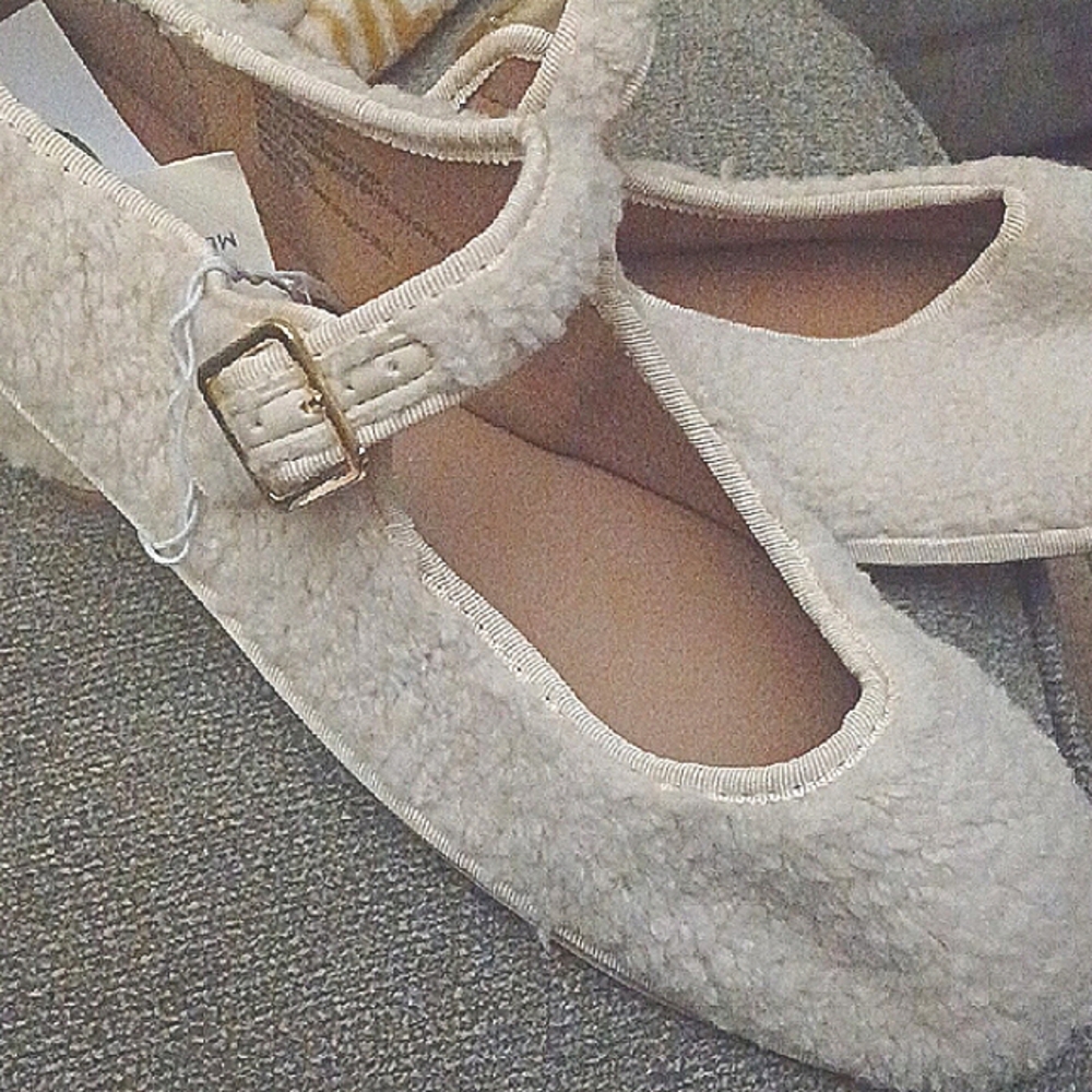 Cozy Cream Mary Jane Flats